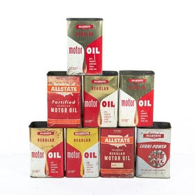 (8) Vintage Allstate Motor Oil 5 Quart Cans