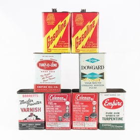 (8) Vintage Cooling Fuel Turpentine Varnish Cans