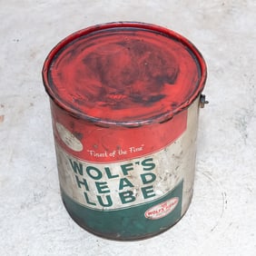 35 LB Full Can of Vintage Wolf's Head Lube