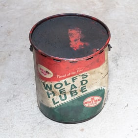 35 LB Full Can of Vintage Wolf's Head Lube