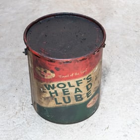 35 LB Full Can of Vintage Wolf's Head Lube