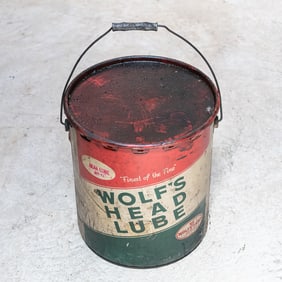 35 LB Full Can of Vintage Wolf's Head Lube