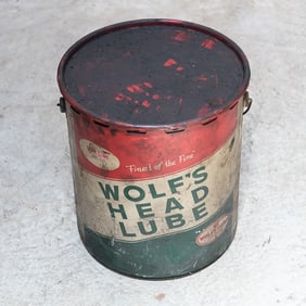 35 LB Full Can of Vintage Wolf's Head Lube