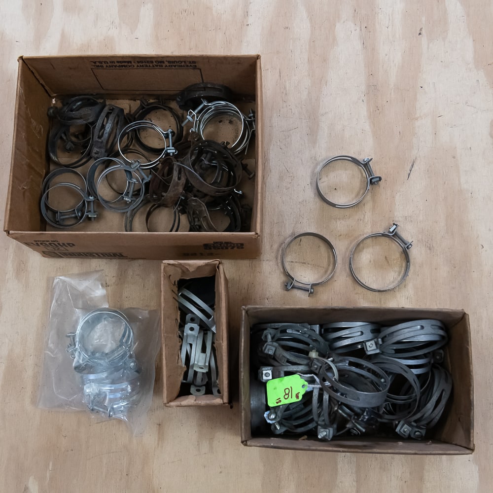 Model A Ford Radiator Hose Clamps: Large lot of radiator hose clamps. See pics