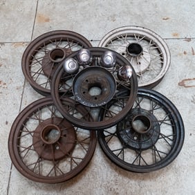 Four 1930-31 Ford Model A 19" Wire Rims & Hub Caps