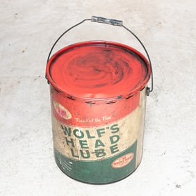 35 LB Full Can of Vintage Wolf's Head Lube