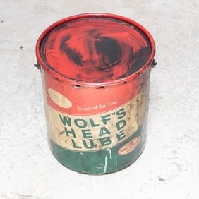 35 LB Full Can of Vintage Wolf's Head Lube