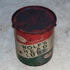 35 LB Full Can of Vintage Wolf's Head Lube