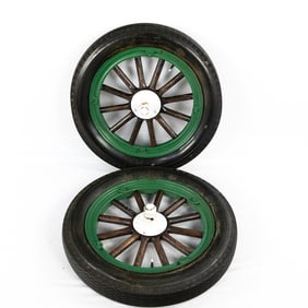 2 - 21" Tires On Wood Spoke Rims
