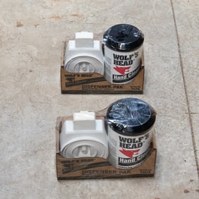 2 Vintage Wolf's Head Hand Cleaner Dispensers NIB