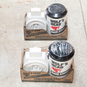 2 Vintage Wolf's Head Hand Cleaner Dispensers NIB
