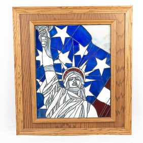 Statue of Liberty Stained Leaded Glass Window