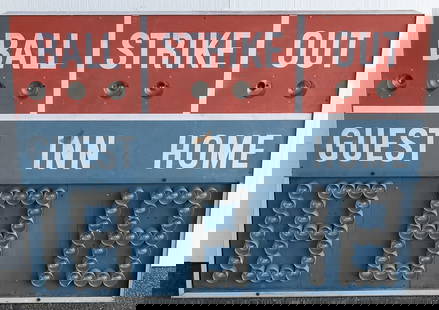 All American Baseball Score Board w/Lights: Due to the size/weight/fragility of this item, it will require a pick up or customer-arranged 3rd-party shipping. We will connect you with reputable transport companies after the auction. Vintage
