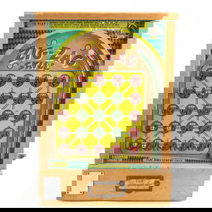 M-T Sales Zig-Zag Countertop Skill Game: Hard to come by M-T Sales Zig-Zag countertop coin operated skill game with key. Good overall condition with vivid graphics along with some cosmetic imperfections associated with age and wear including