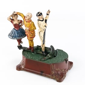 RARE Clown, Harlequin & Columbine Mechanical Bank