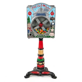 RARE 1920s 'Old Mill' Gumball Machine/Stand