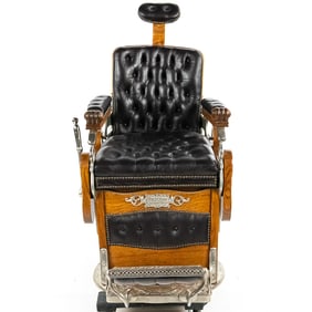 Koken 1890s Oak Barber Chair