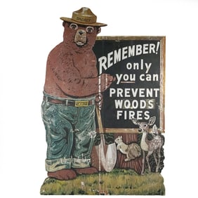 Mid-Century Smokey the Bear Highway Sign