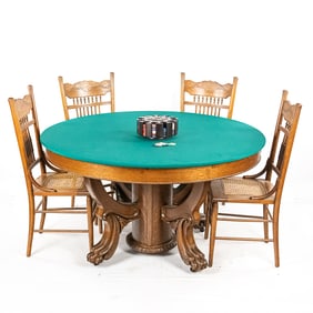 Poker Table w/4 Chairs Chips & Holder