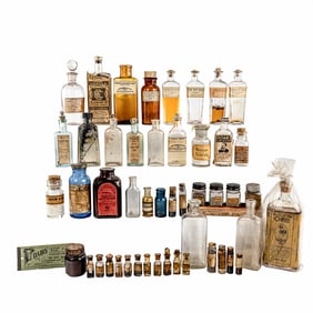 Collection of Vintage Pharmacy Medicine Bottles
