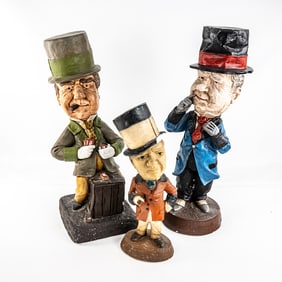 (3) WC Fields Chalkware Figurine Statues