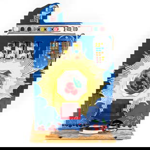 1930s Mills Bursting Cherry 5C Nickel Slot Machine: Due to the size/weight/fragility of this item, it will require a pick up or customer-arranged 3rd-party shipping. We will connect you with reputable transport companies after the auction. 1930s Mills