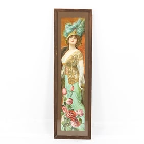 Framed Beauty Among The Roses Victorian Yard Long