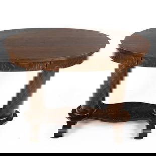Oval Library Table Circa 1900-1920: Due to the size/weight/fragility of this item, it will require a pick up or customer-arranged 3rd-party shipping. We will connect you with reputable transport companies after the auction. Arts and Cra