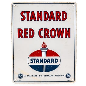 Porcelain 1954 Standard Red Crown Pump Plate