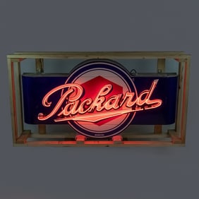 RARE 1930s Walker & Co Packard Neon Porcelain Sign