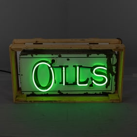 Automotive Neon - "Oils" Porcelain Sign