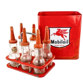 Vintage Mobil Arctic Special Bottles & Display