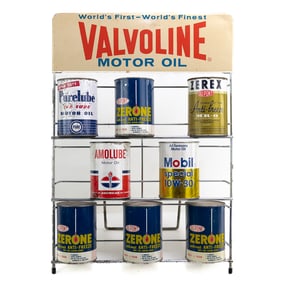 1960s Valvoline Motor Oil Driveway Can Rack w/Cans