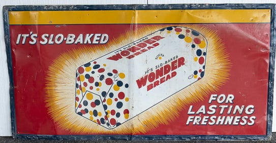 73" 1950s Wonder Bread SS Tin Advertising Sign