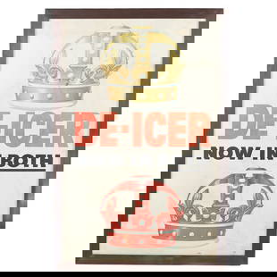 Crown Gasoline Framed De-Icer Ad: 1957 Standard Red Crown De-Icer Ad - professionally linen backed and framed. Measures approx.30 X 46.25"