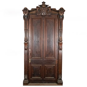 Monumental Mahogany Entrance Door #1