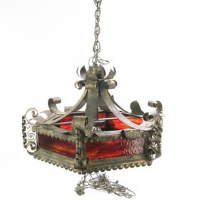 Twisted Leaf Gothic Style Metal & Glass Chandelier