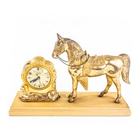 1940s United Self Starting Horse Mantle Clock