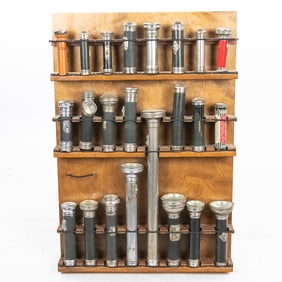 Vintage Flashlight Wood Display