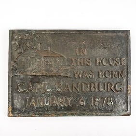 Carl Sandbergs Historic Birthplace House Nameplate