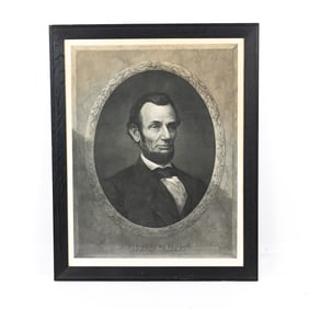 Large Lincoln Steel Plate Engraving 1869 Framed