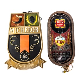 Vintage Blitz & Michelob Lighted Advertising Signs