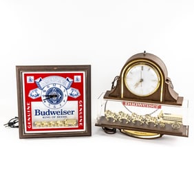 (2) Vintage Budweiser Lighted Advertising Clocks