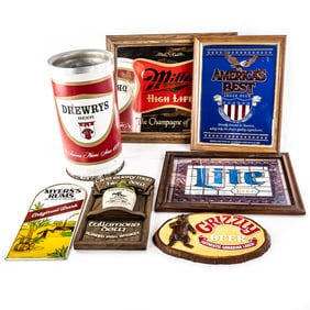 Assorted Breweriana Collectibles Drewry Trash Can+