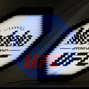 Modelo Cerveza UFC Octagon Lightd Advertising Sign: Attractive Modelo Cerveza Official Beer of the UFC "Octagon" LED advertising sign, perfectly accented with faux neon effect. Very good overall condition with minimal signs of age and wear such as mino