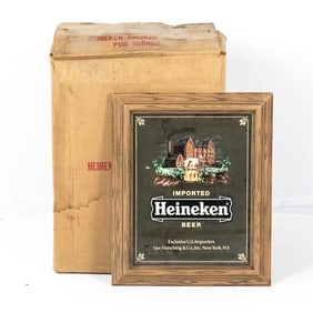 (9) Framed Heineken Beer Advertising Mirrors w Box