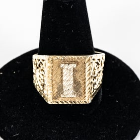 Men's 14k "I" Monogrammed Ring 7.2 gram Sz 11