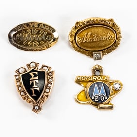 (2)14k & (2)10K Motorola Service & Fraternity Pins