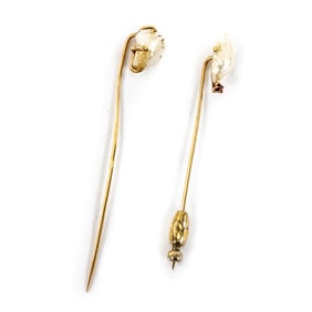 Pair of 14k Cultured Freshwater Pearl Stickpins