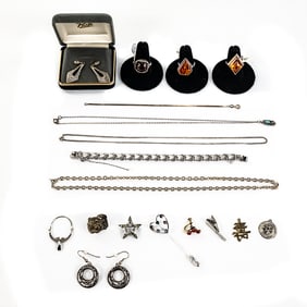 Assorted Sterling Silver Jewelry Amber Rings More+